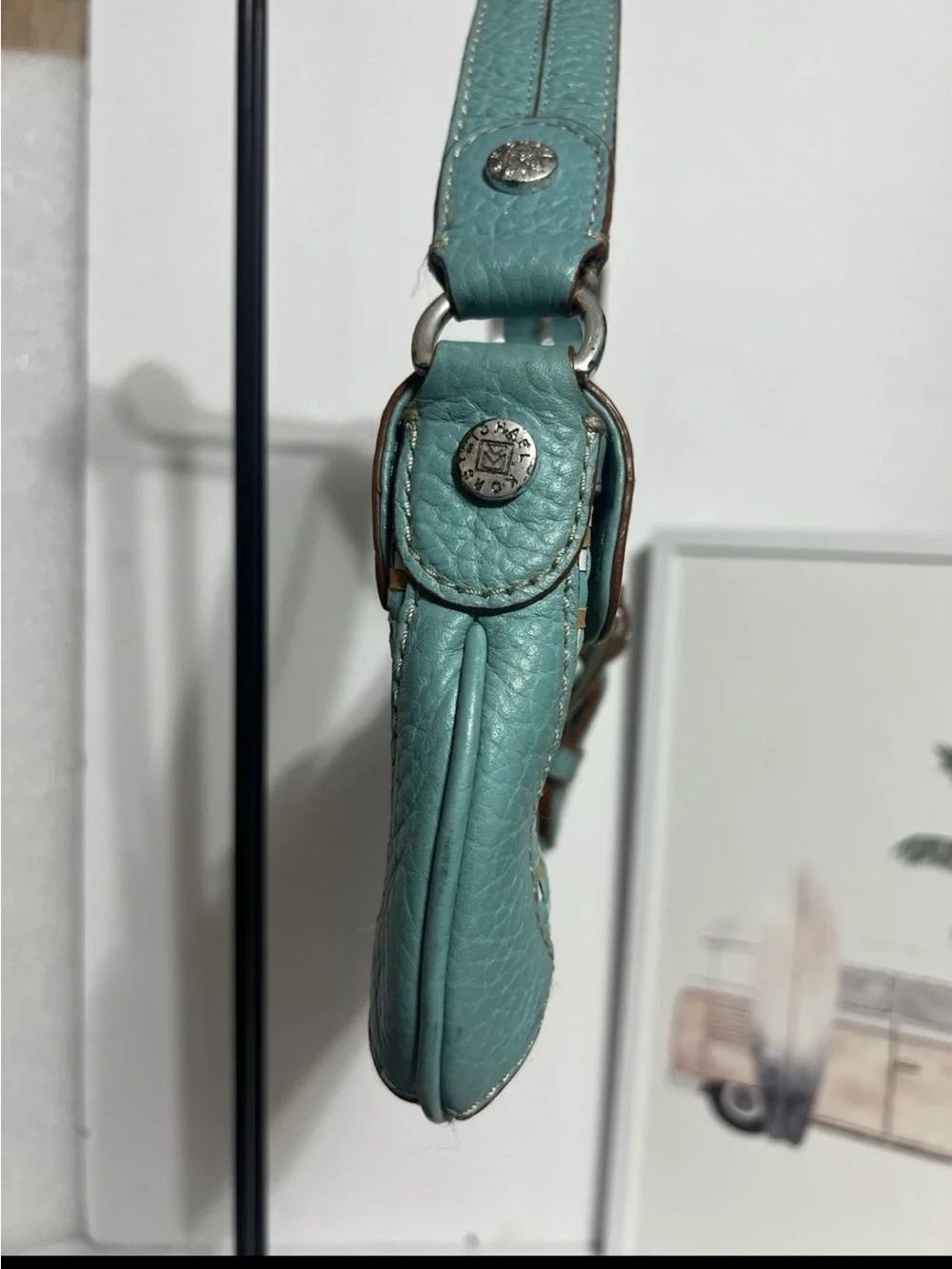 Michael Kors Teal Woven Shoulder Bag
